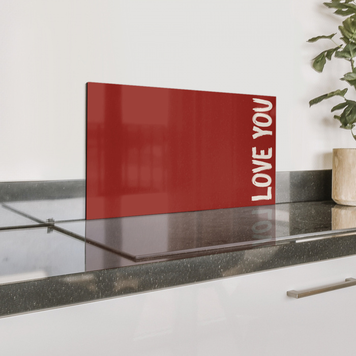 Schuin - Loveyou - Rood Spatscherm Aluminium klein -zzproduct_nieuw