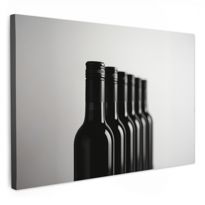Wijnflessen - Zwart - Minimalistisch KitchenYeah - Keuken - Canvas klein -3d