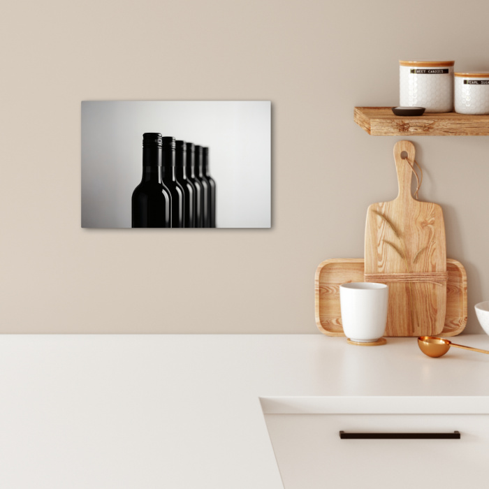 Wijnflessen - Zwart - Minimalistisch KitchenYeah - Keuken - Canvas klein -sfeer1