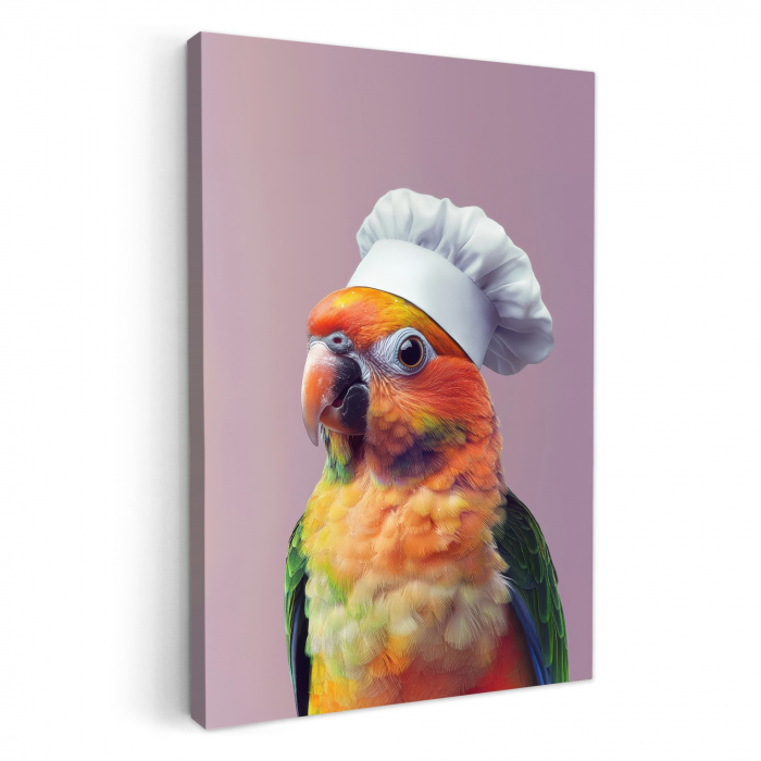 Papegaai - Koksmuts - Nieuwsgierig - Vogel KitchenYeah - Keuken - Canvas klein -3d