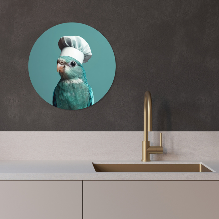 Kokatoe - Vogel - Koksmuts - Cute KitchenYeah - Keuken - Wandcirkel Forex klein -sfeer1