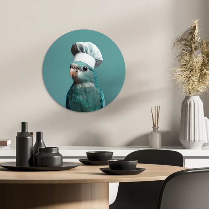 Kokatoe - Vogel - Koksmuts - Cute KitchenYeah - Keuken - Wandcirkel Forex klein -sfeer2