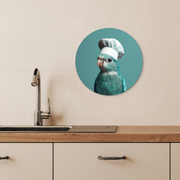 Kokatoe - Vogel - Koksmuts - Cute KitchenYeah - Keuken - Wandcirkel Forex klein -sfeer3