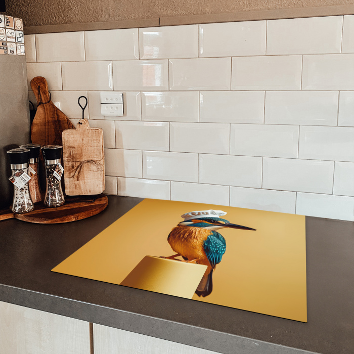 Ijsvogel - Pilaar - Koksmuts - Vogel Inductie beschermer vinyl 3mm middel -sfeer3