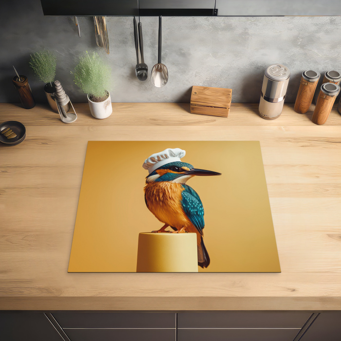 Ijsvogel - Pilaar - Koksmuts - Vogel Inductie beschermer vinyl 3mm middel -sfeer5