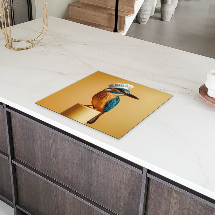 Ijsvogel - Pilaar - Koksmuts - Vogel Inductie beschermer vinyl 3mm middel -sfeer8