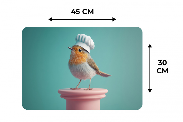 Roodborstje - Vogel - Koksmuts - Sokkel Placemat vinyl groot -specs