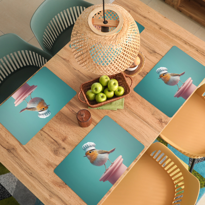 Roodborstje - Vogel - Koksmuts - Sokkel Placemat vinyl groot -zzsfeer5_Kitchenyeah-website