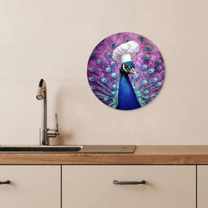 Pauw - Koksmuts - Cool - Paars KitchenYeah - Keuken - Wandcirkel Forex klein -sfeer3