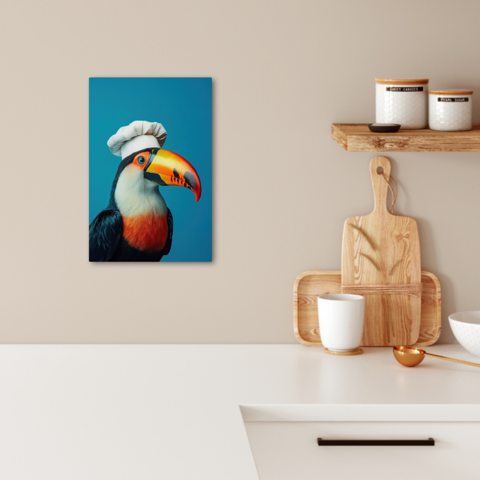 Tucan - Papegaai - Vogel - Koksmuts KitchenYeah - Keuken - Canvas klein -sfeer1