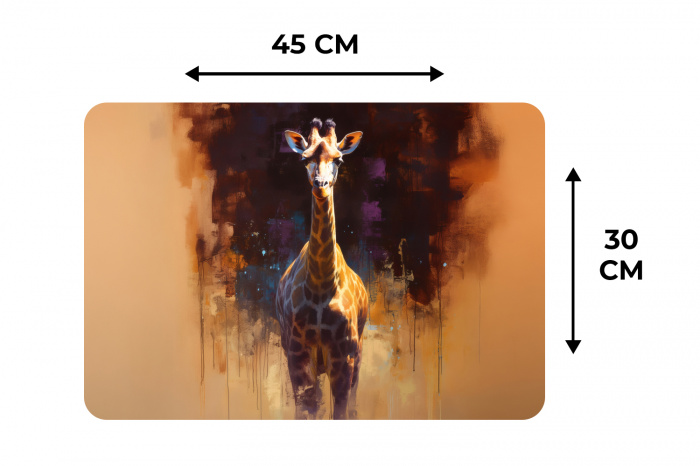Giraf - Bruin - Abstract - Geschilderd Placemat vinyl groot -specs