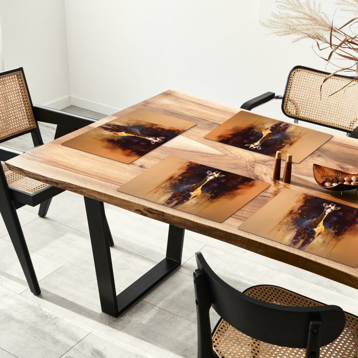Giraf - Bruin - Abstract - Geschilderd Placemat vinyl groot -zzsfeer4_Kitchenyeah-website