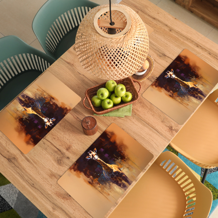 Giraf - Bruin - Abstract - Geschilderd Placemat vinyl groot -zzsfeer5_Kitchenyeah-website