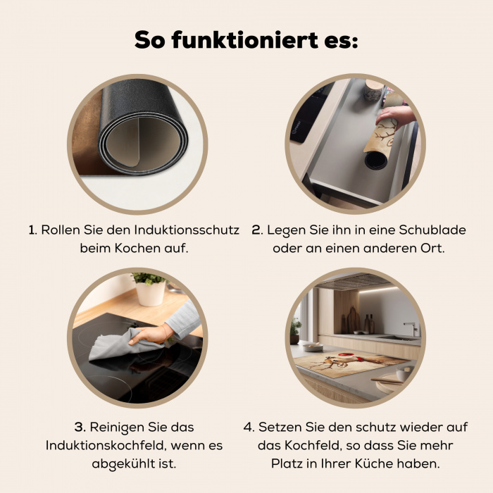 Kerst - Hert - Gewei - Kerstbal - Rendier Inductie beschermer vinyl 3mm middel -tsfeer9_DE