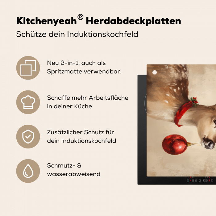 Kerst - Hert - Gewei - Kerstbal - Rendier Inductie beschermer vinyl 3mm middel -zzzzzzusp-haakje_DE