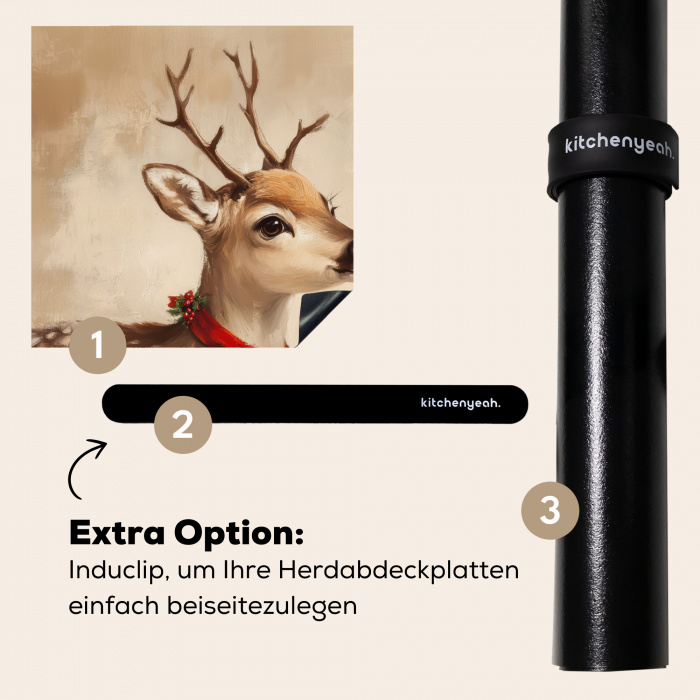 Kerst - Hert - Gewei - Kerstbal - Rendier Inductie beschermer vinyl 3mm middel -zzzzzzz-induclip_DE