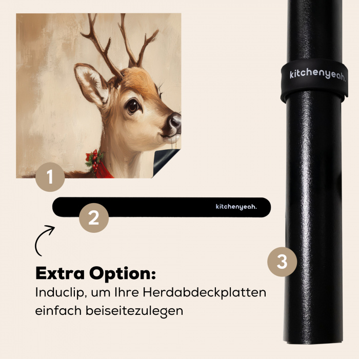 Kerst - Hert - Gewei - Kerstbal - Rendier Inductie beschermer vinyl 3mm klein -zzzzzzz-induclip_DE