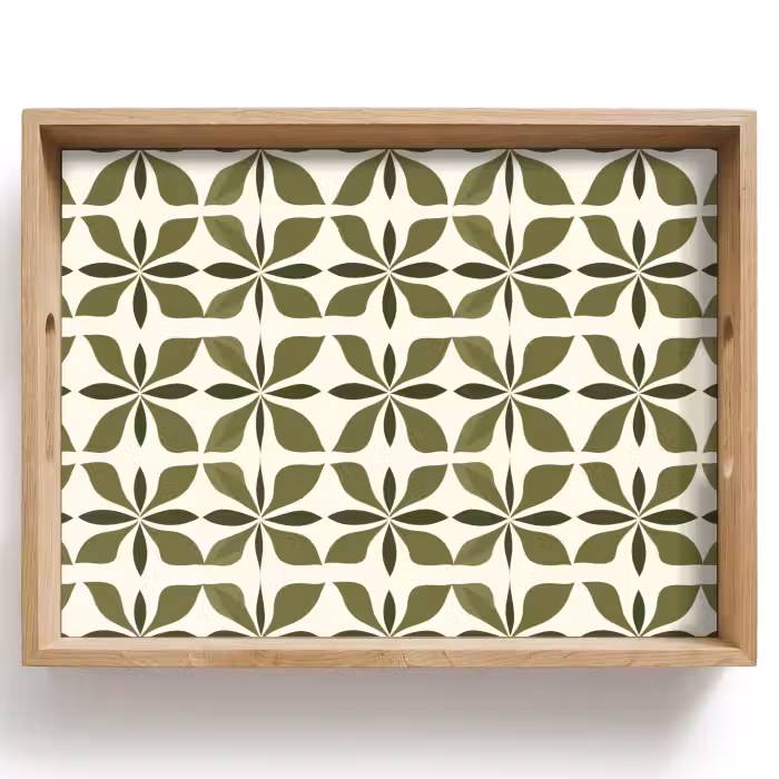 Tablett - Botanisch - Retro - Grün