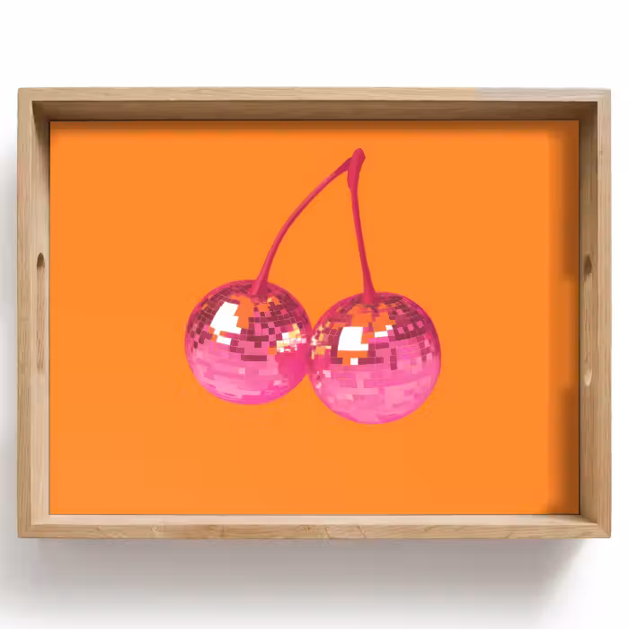 Tablett - Discokugeln - Kirsche - Spiegel - Rosa