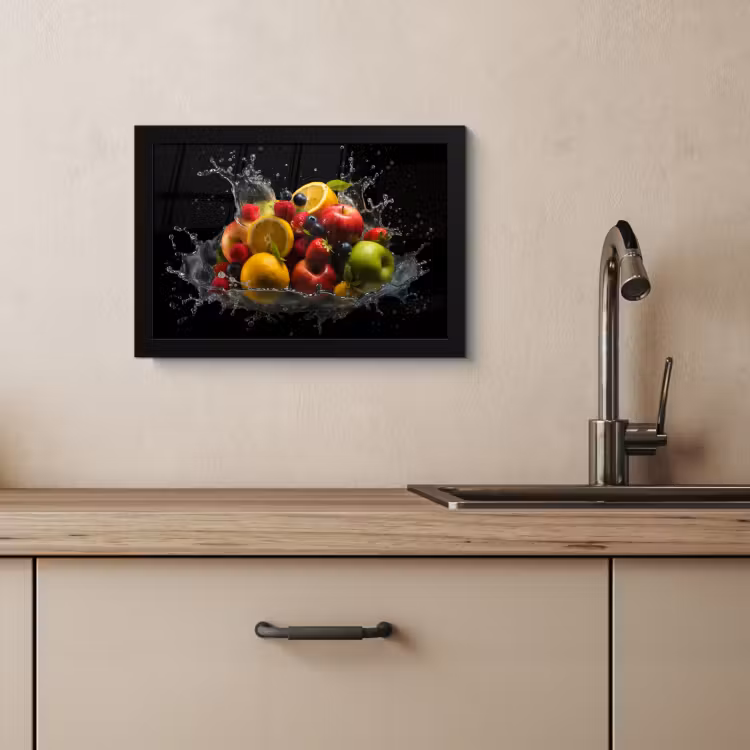 Bilder mit Rahmen - Obst - Apfel - Orange - Rote Früchte - Wasser — 2