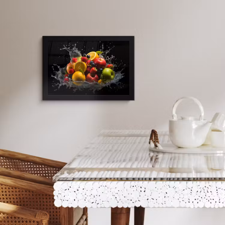 Bilder mit Rahmen - Obst - Apfel - Orange - Rote Früchte - Wasser — 3