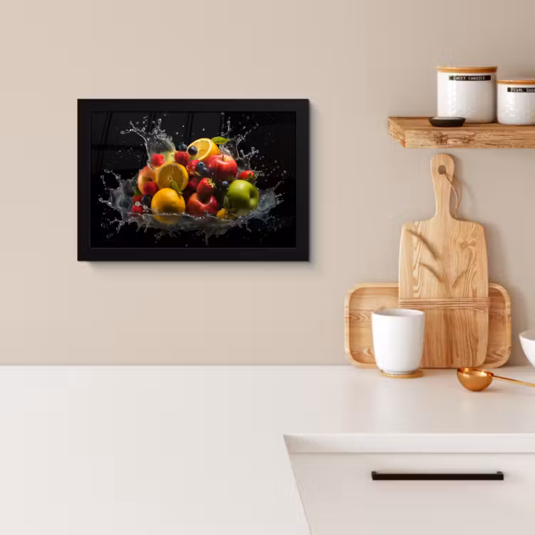 Bilder mit Rahmen - Obst - Apfel - Orange - Rote Früchte - Wasser — 4