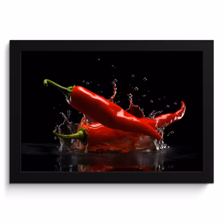 Bilder mit Rahmen - Paprika - Rot - Schwarz - Wasser - Gemüse — 1