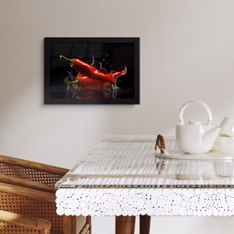 Bilder mit Rahmen - Paprika - Rot - Schwarz - Wasser - Gemüse — 3
