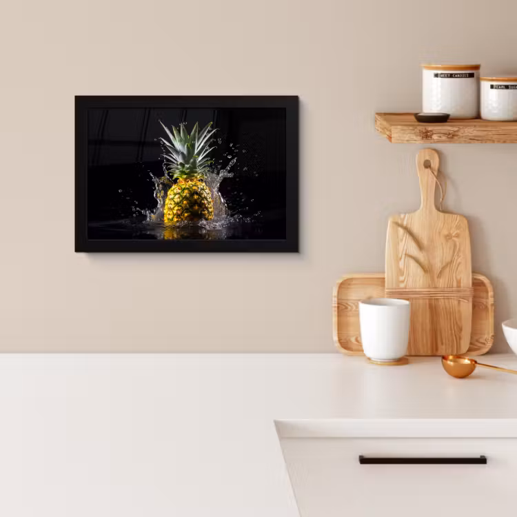 Bilder mit Rahmen - Ananas - Obst - Wasser - Pflanzen - Schwarz — 2