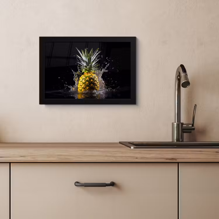 Bilder mit Rahmen - Ananas - Obst - Wasser - Pflanzen - Schwarz — 4
