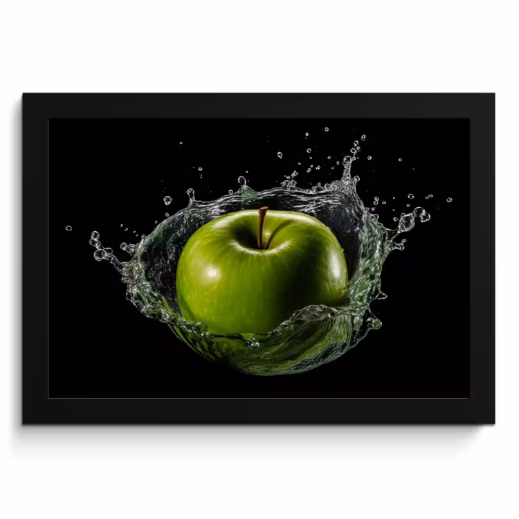 Bilder mit Rahmen - Apfel - Grün - Obst - Wasser - Schwarz — 1