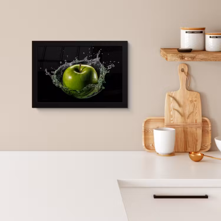 Bilder mit Rahmen - Apfel - Grün - Obst - Wasser - Schwarz — 2