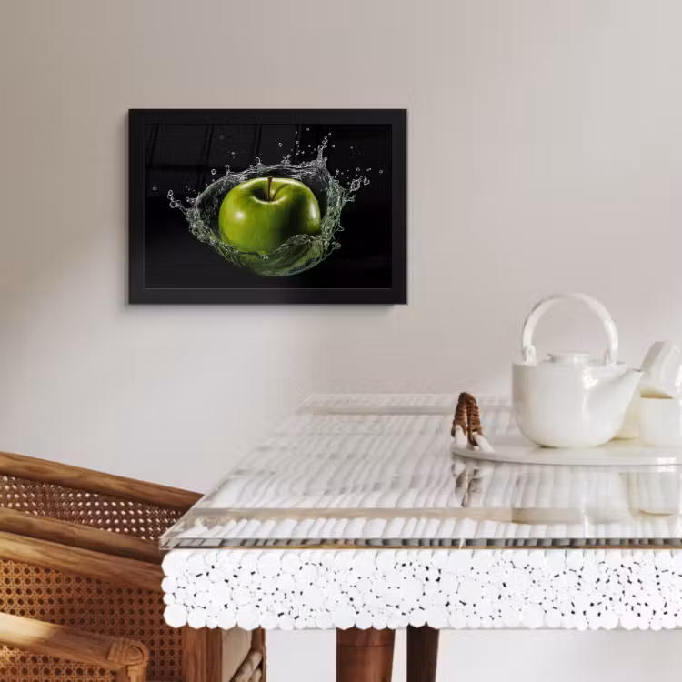 Bilder mit Rahmen - Apfel - Grün - Obst - Wasser - Schwarz — 4