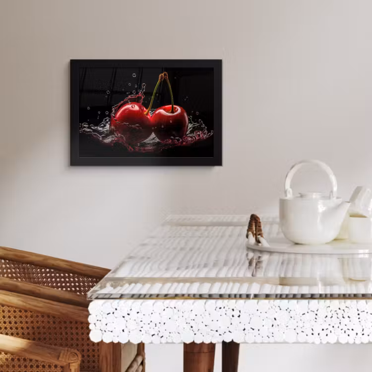 Bilder mit Rahmen - Kirsche - Rot - Frucht - Wasser - Schwarz — 2