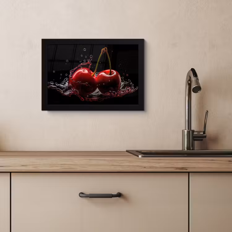 Bilder mit Rahmen - Kirsche - Rot - Frucht - Wasser - Schwarz — 4