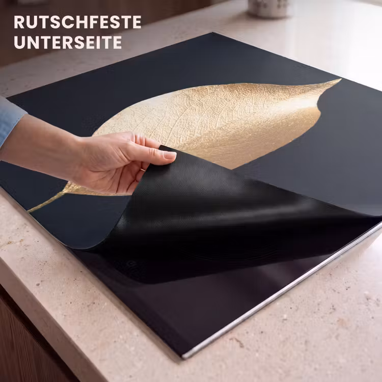 Herdabdeckplatte - Solitäres Blatt in Gold — 6