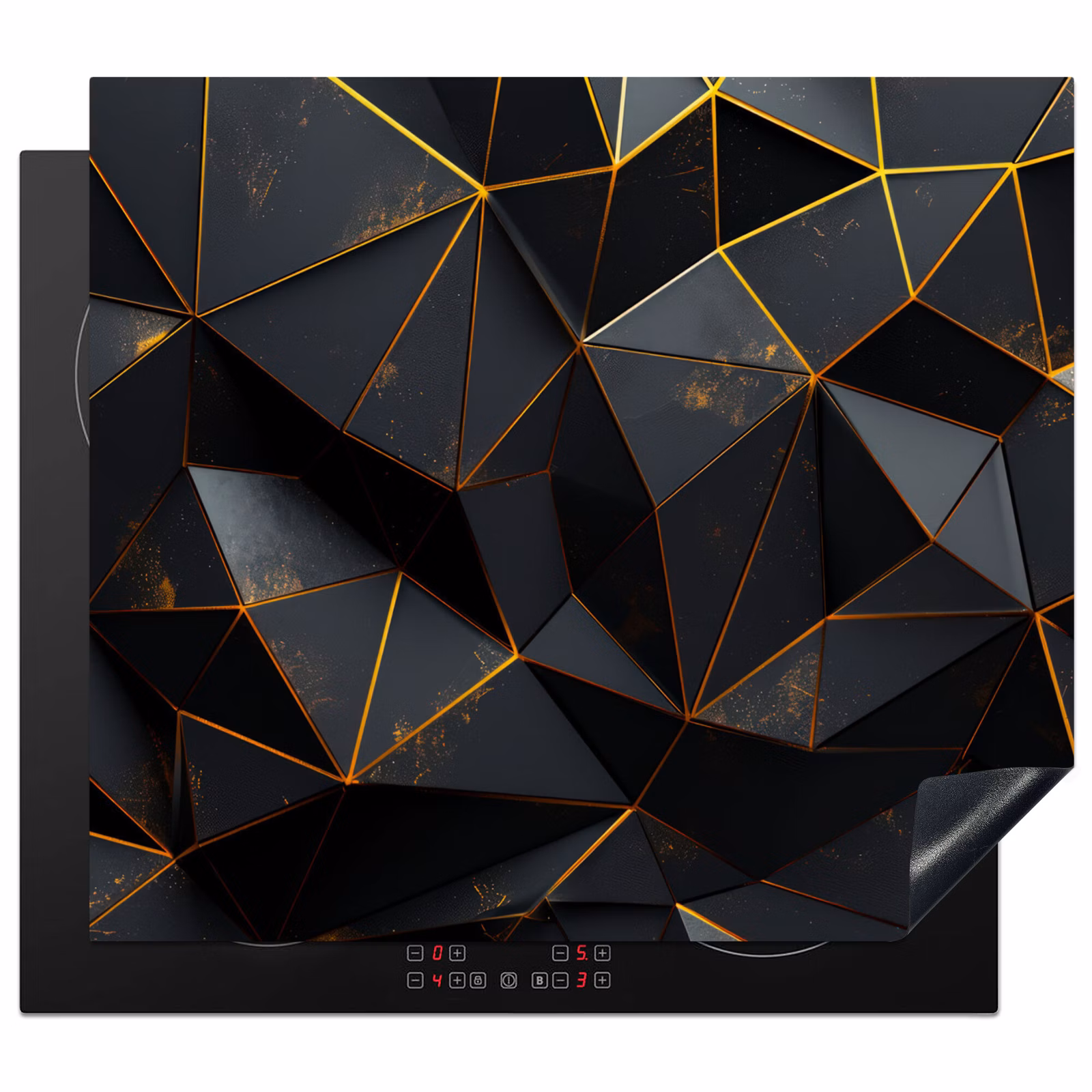 Herdabdeckplatte - Geometrische Abstraktion in Schwarz und Gold — 1