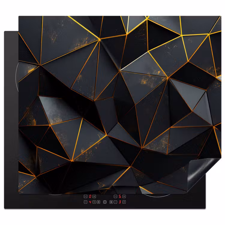Herdabdeckplatte - Geometrische Abstraktion in Schwarz und Gold — 1