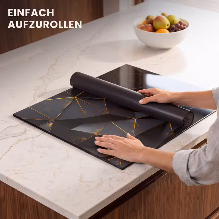 Herdabdeckplatte - Geometrische Abstraktion in Schwarz und Gold — 7
