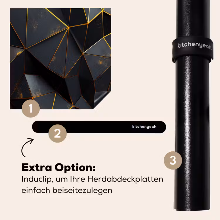Herdabdeckplatte - Geometrische Abstraktion in Schwarz und Gold — 8