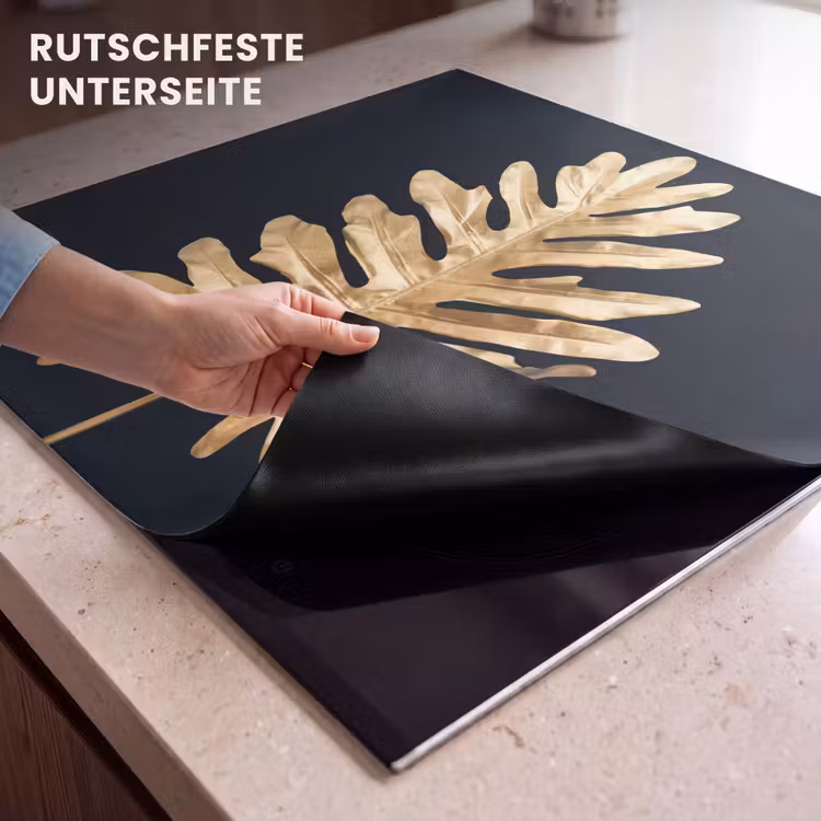 Herdabdeckplatte - Goldenes Monstera-Blatt — 6