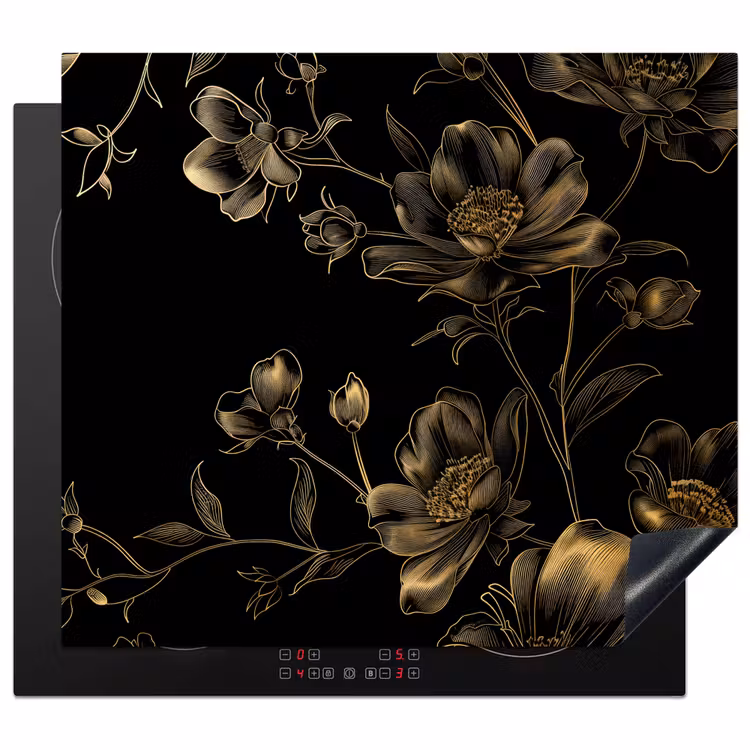 Herdabdeckplatte - Nächtliche Eleganz in Blüte — 1