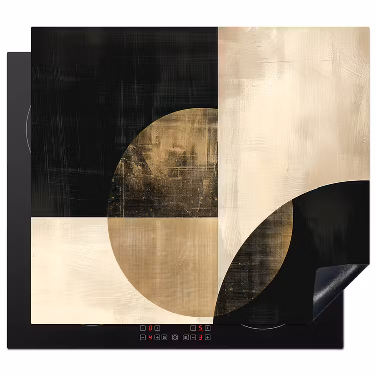 Herdabdeckplatte - Geometrische Balance in Schwarz und Gold — 1
