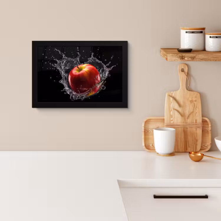 Bilder mit Rahmen - Apfel - Rot - Wasser - Schwarz - Obst — 2
