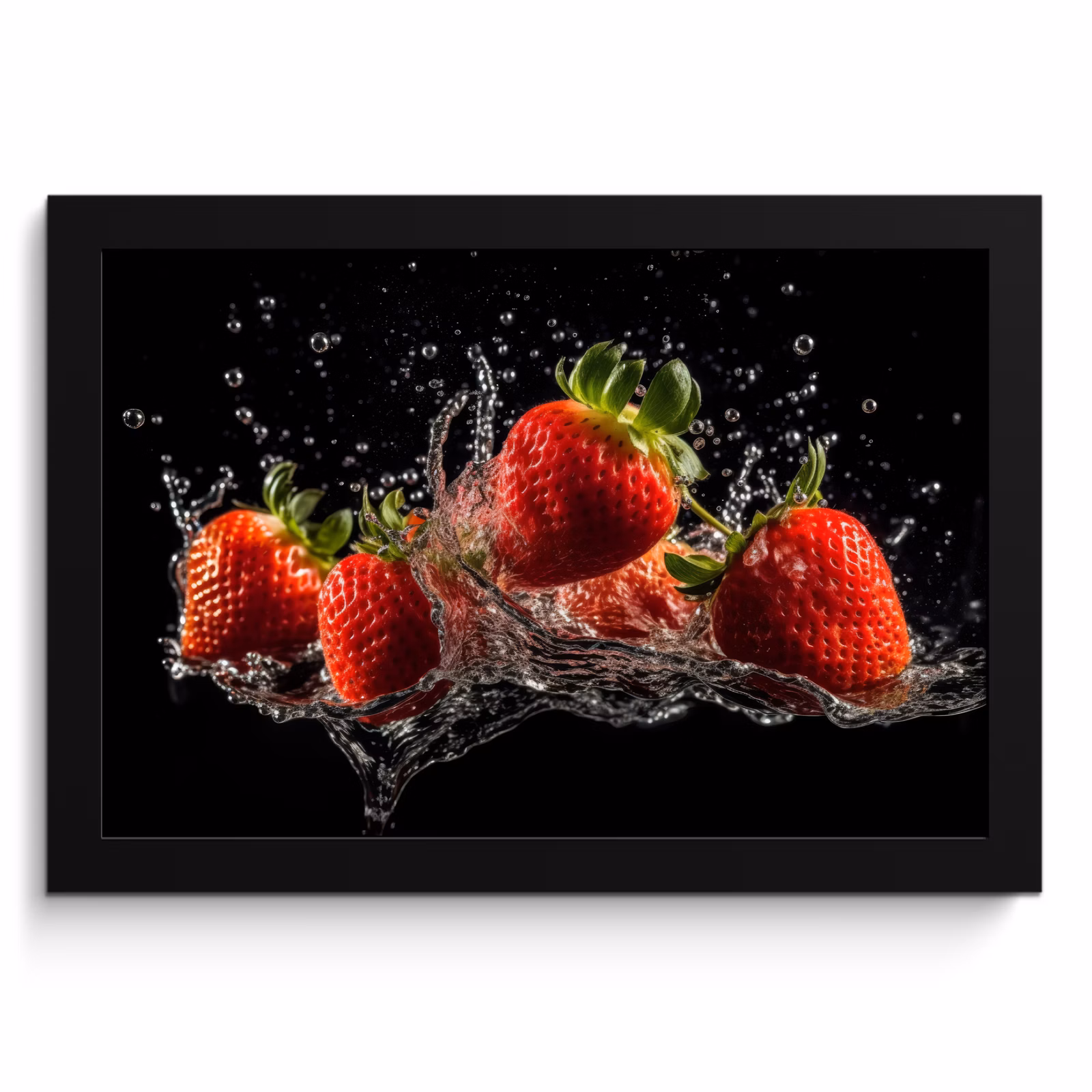 Bilder mit Rahmen - Erdbeeren - Obst - Rot - Wasser - Schwarz — 1