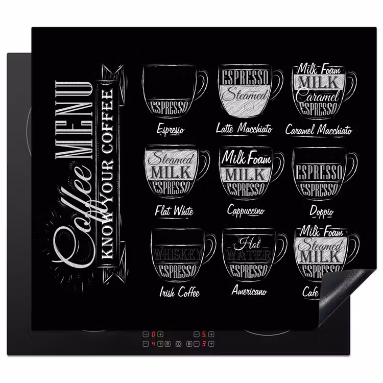 Herdabdeckplatte - Schwarz-weiße Speisekarte von Coffee Specialties — 1