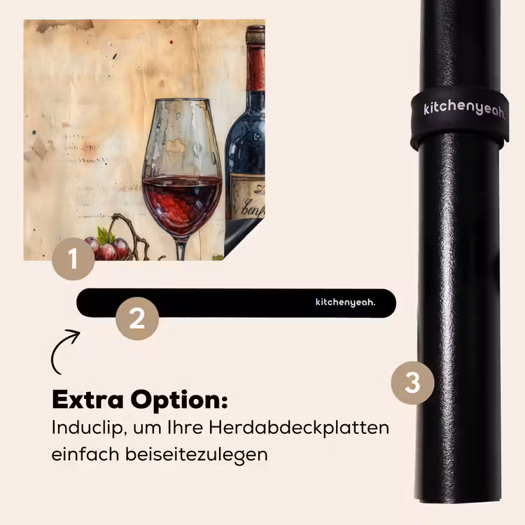 Herdabdeckplatte - Stilleben mit Wein und Trauben — 8