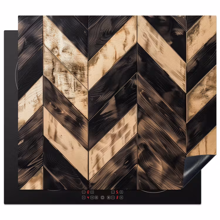 Herdabdeckplatte - Geometrisches Holzmosaik — 1