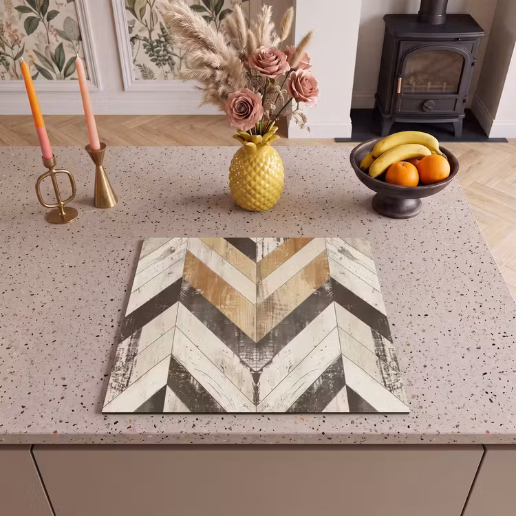 Herdabdeckplatte - Vintage Chevron Holz — 3