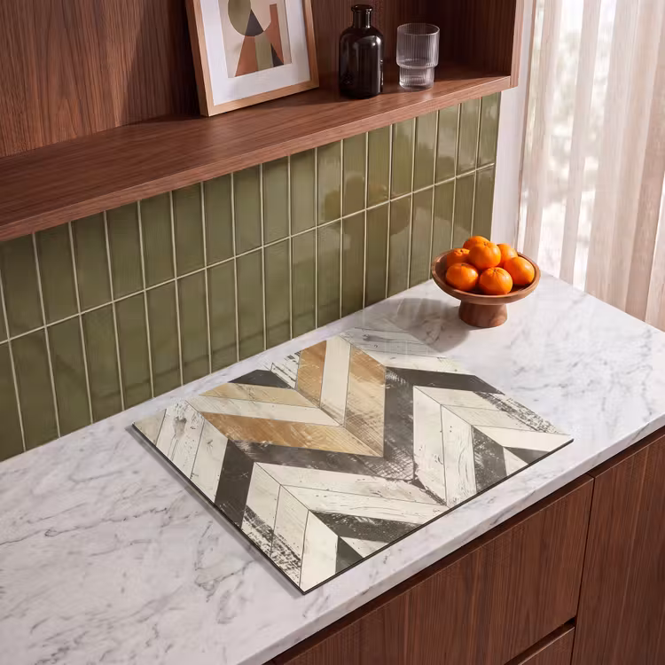Herdabdeckplatte - Vintage Chevron Holz — 4